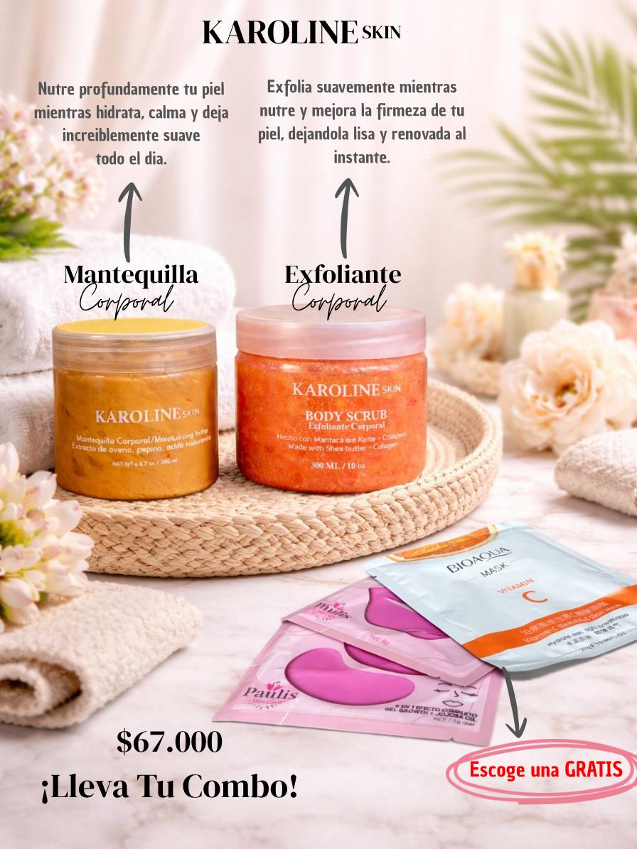 Combo Mantequilla Corporal + Exfoliante Corporal + 1 Mascarilla Gratis